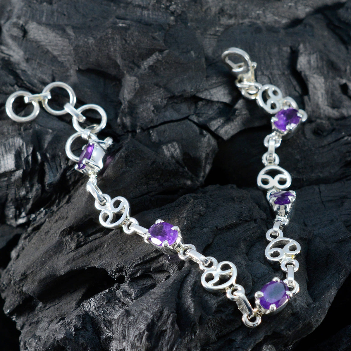 Zoey Graduation Slim Purple Links Bracelet