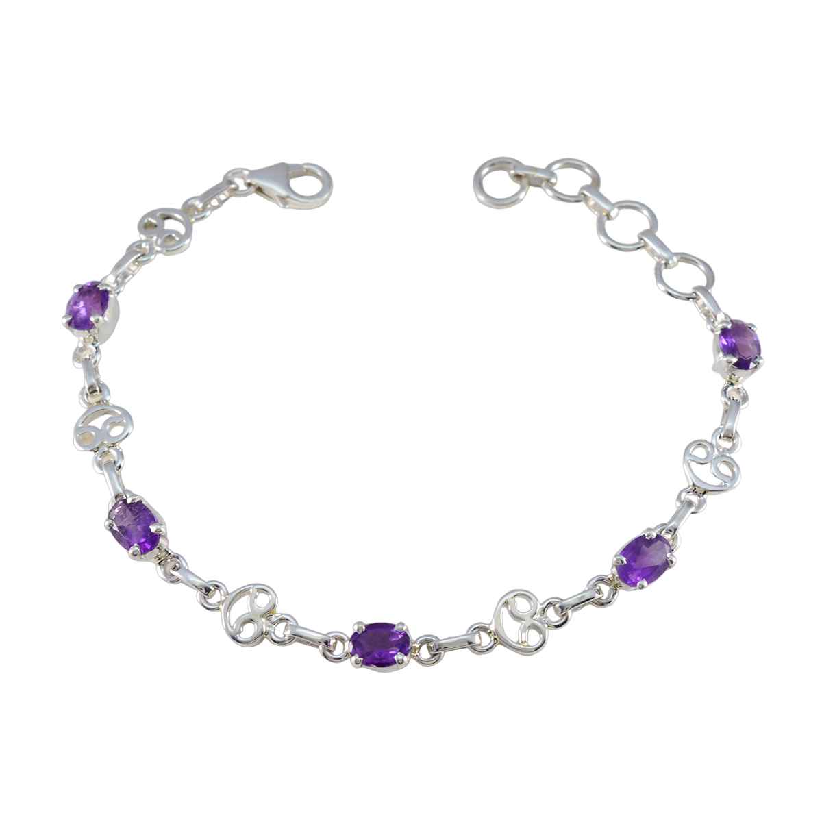 Zoey Graduation Slim Purple Links Bracelet Amethyst Purple