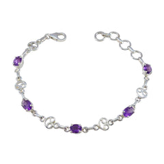 Zoey Graduation Slim Purple Links Bracelet Amethyst Purple