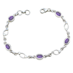 Ellie Graduation Whisper-thin Purple Links Bracelet Amethyst Purple