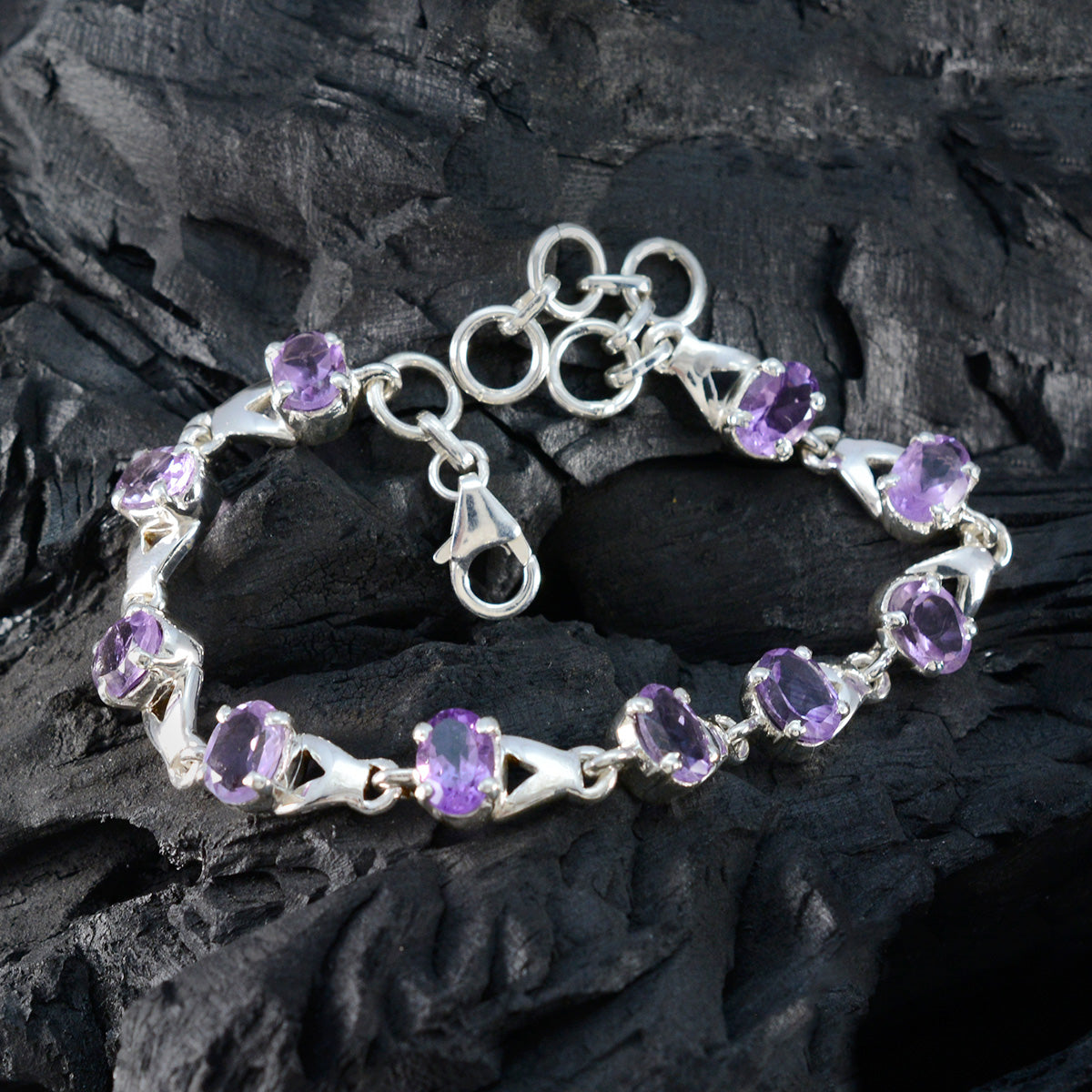 Ava Gift for Wife Slim Purple Links Bracelet