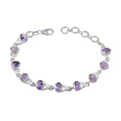 Ava Gift for Wife Slim Purple Links Bracelet Amethyst Purple