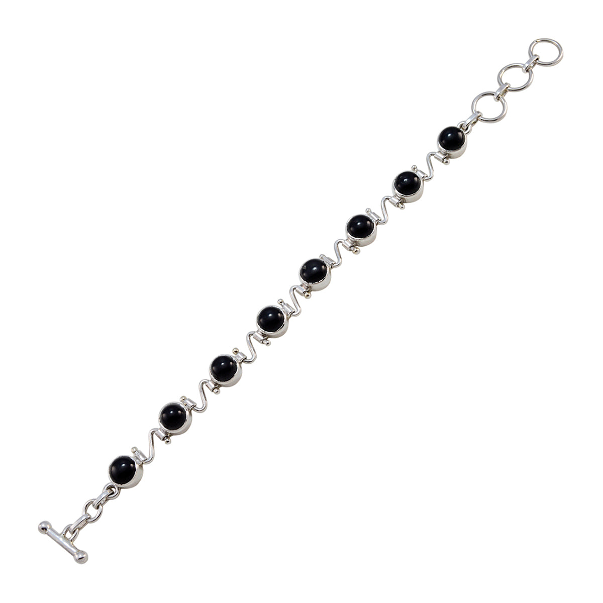 Ida gift for girlfriend Slim Black Links Bracelet Black Onyx Black