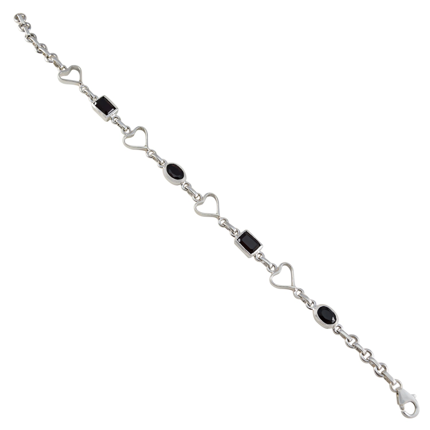 Lucy Teej Dainty Black Links Bracelet Black Onyx Black