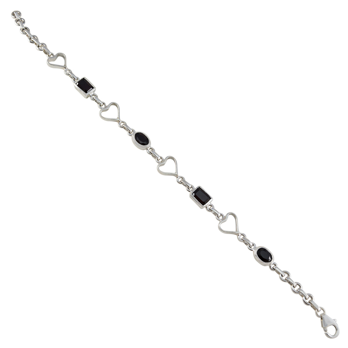 Lucy Teej Dainty Black Links Bracelet Black Onyx Black