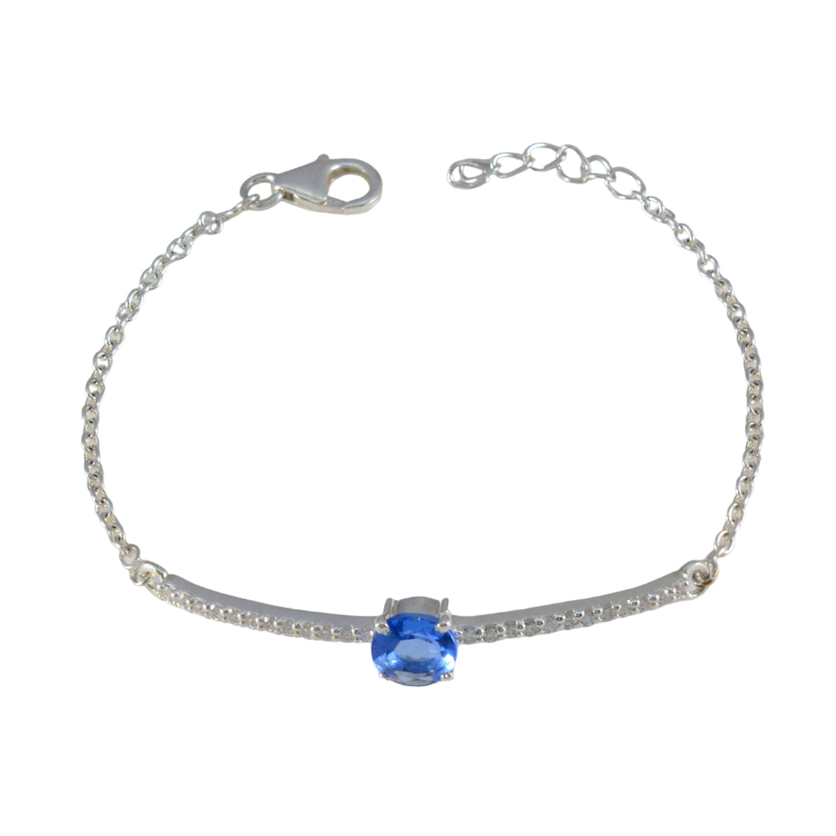 Ava Office Minimalist Blue Links Bracelet Blue Supphire CZ Blue