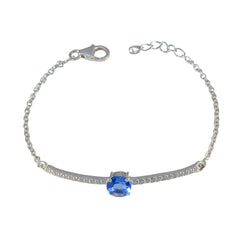 Ava Office Minimalist Blue Links Bracelet Blue Supphire CZ Blue