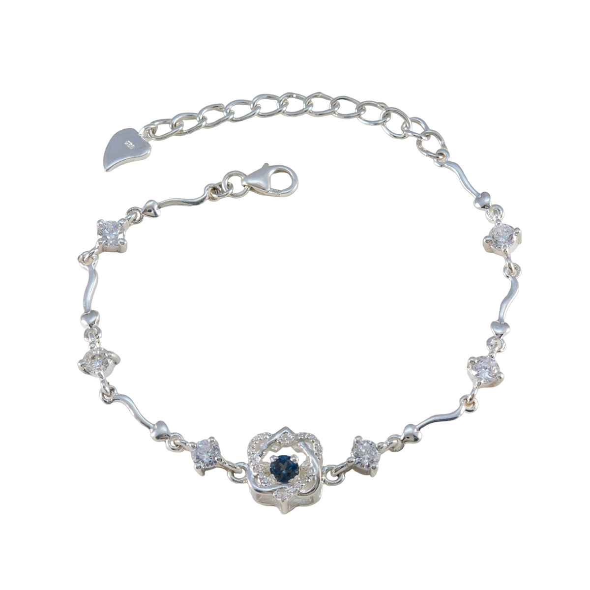 Mila Raksha Bandhan Whisper-thin Blue Chain Bracelet Blue Supphire CZ Blue