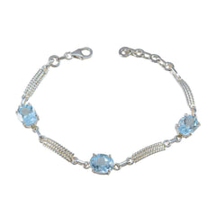 Emma Happy Slim Blue Links Bracelet Blue Topaz Blue