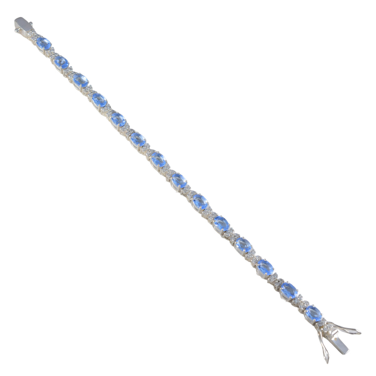 Eliza Office Minimal Blue Tennis Bracelet Blue Topaz Blue