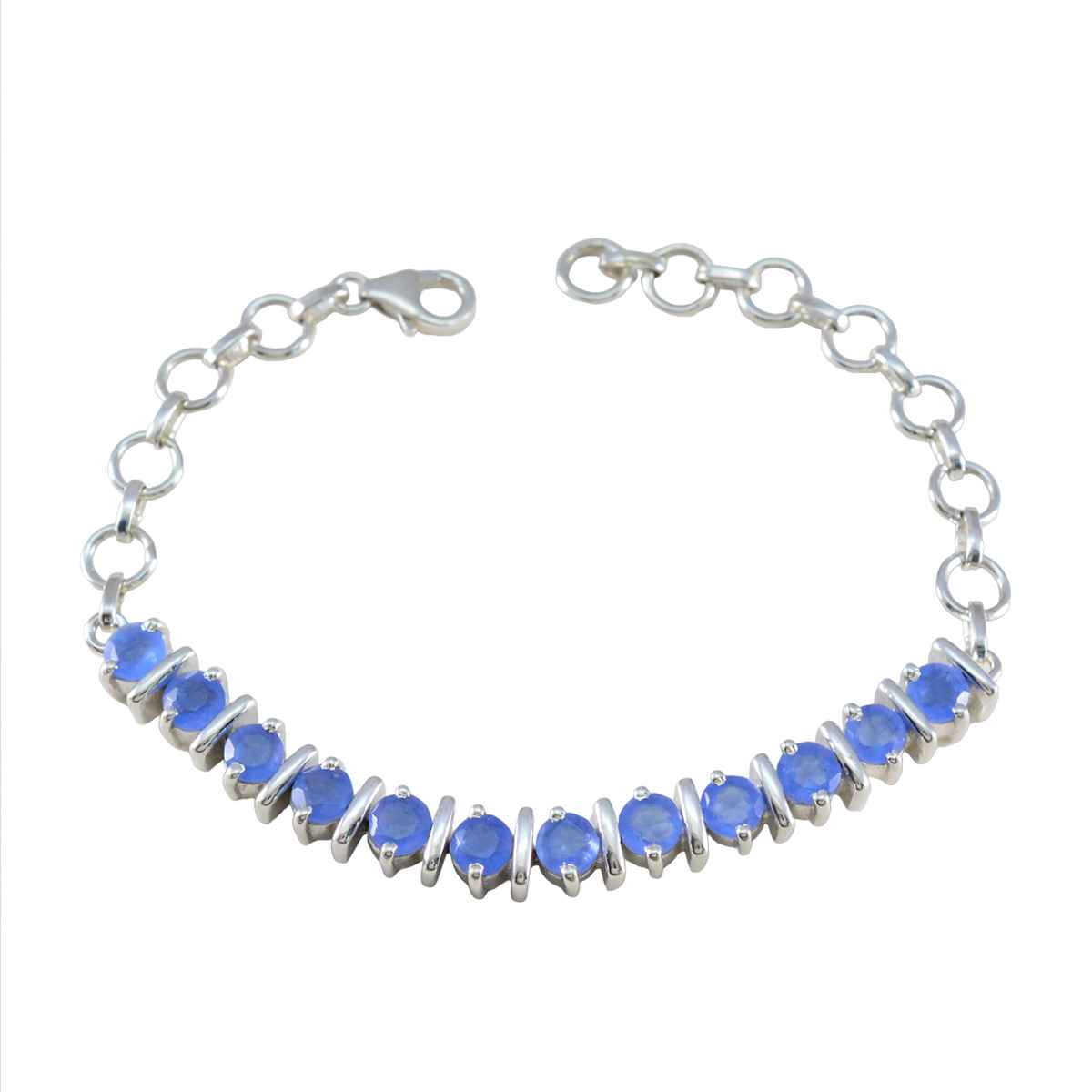 Freya Diwali Minimal Blue Tennis Bracelet Blue Chalcedony Blue