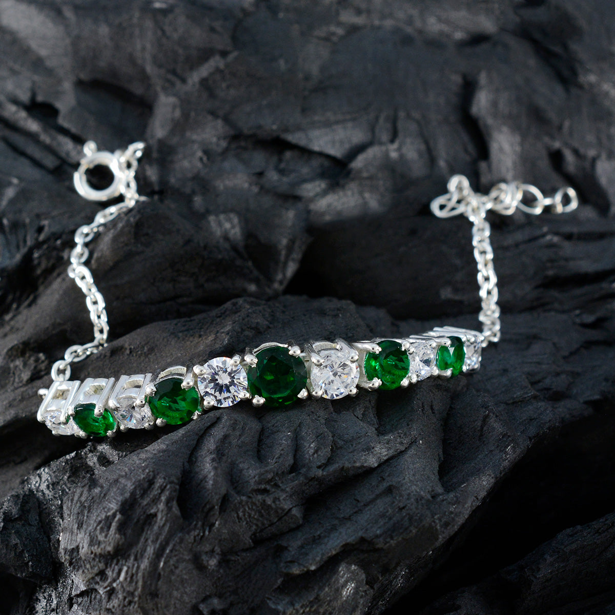 Isabel Womens Day Whisper-thin Green Tennis Bracelet