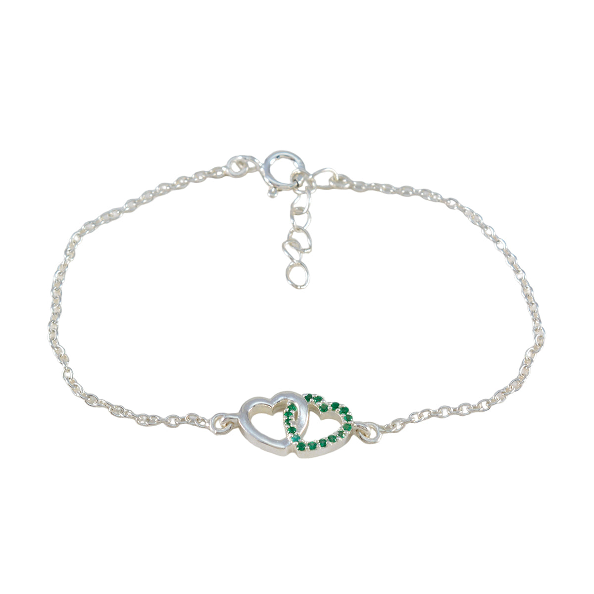 Giulia Workwear Minimalist Green Chain Bracelet Emerald CZ Green