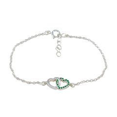 Giulia Workwear Minimalist Green Chain Bracelet Emerald CZ Green