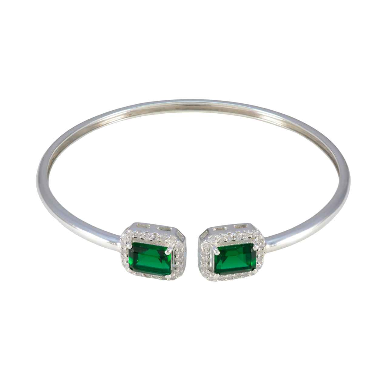 Zoey Karwa Chauth Tiny Green Bangle Bracelet Emerald CZ Green