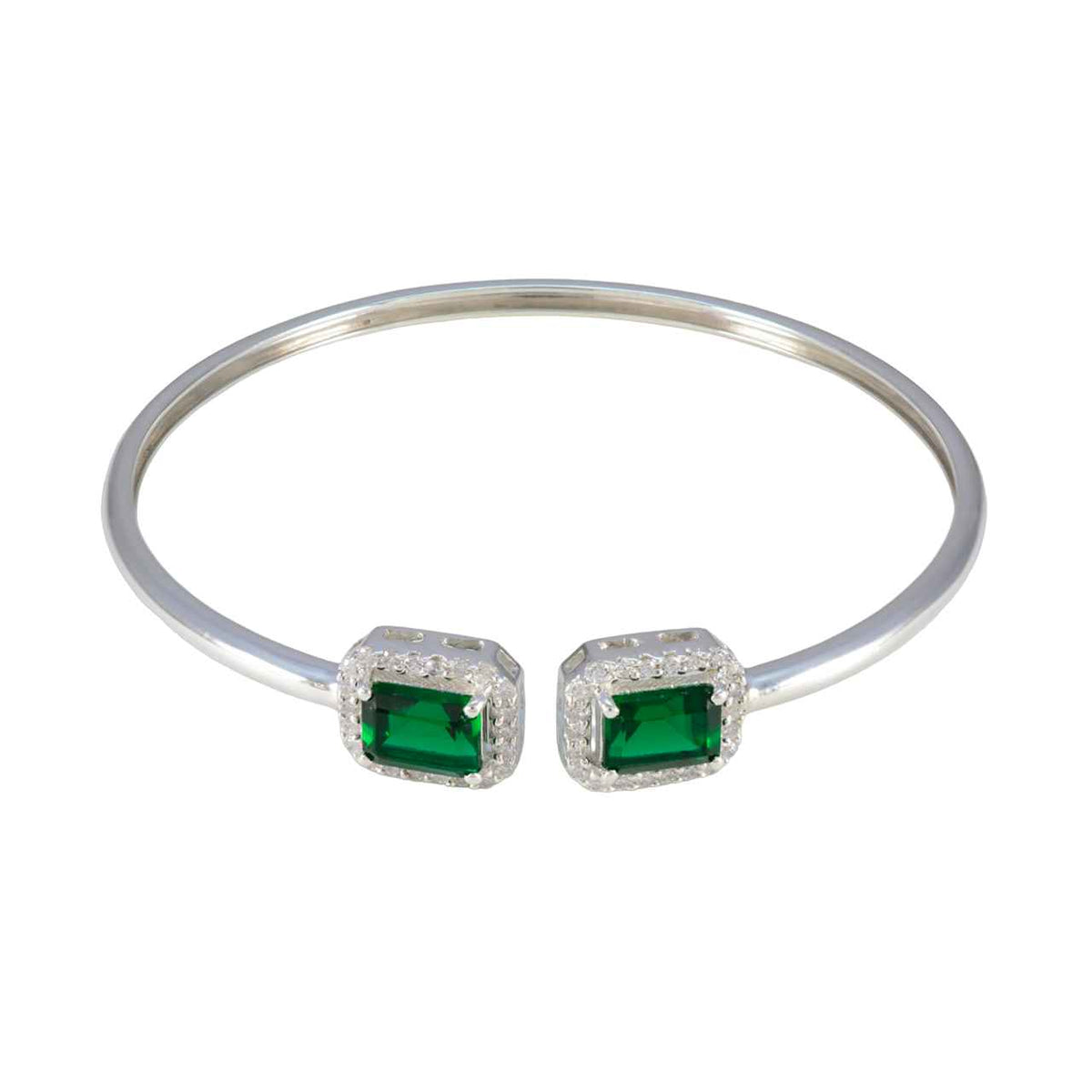 Zoey Karwa Chauth Tiny Green Bangle Bracelet Emerald CZ Green