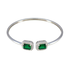 Zoey Karwa Chauth Tiny Green Bangle Bracelet Emerald CZ Green