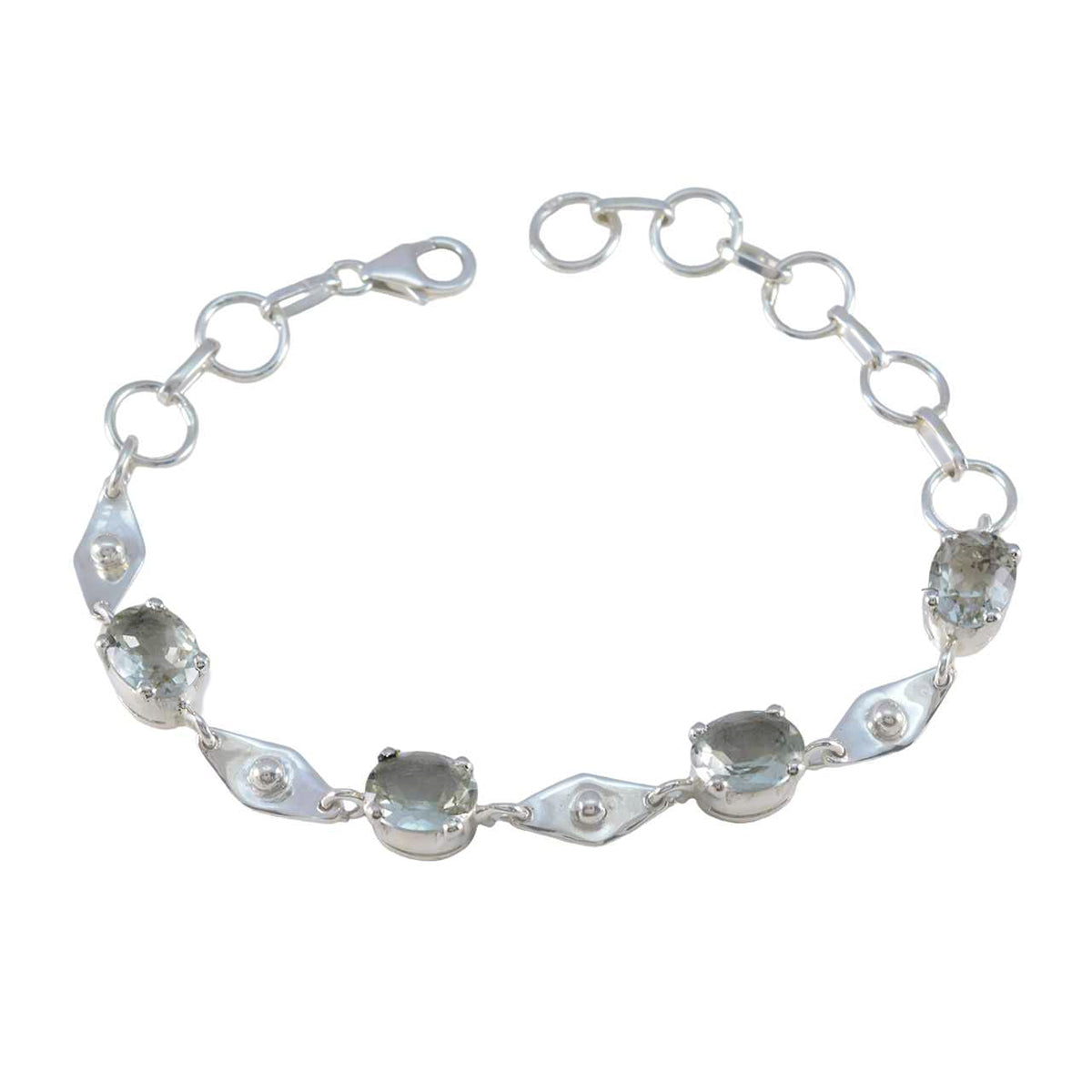 Hanna Rashi Slim Light Green Links Bracelet Green Amethyst Green