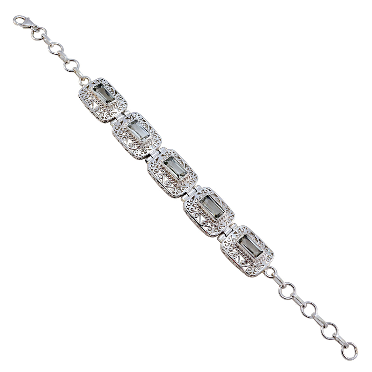Laura Couture Mid-weight Light Green Links Bracelet Green Amethyst Green