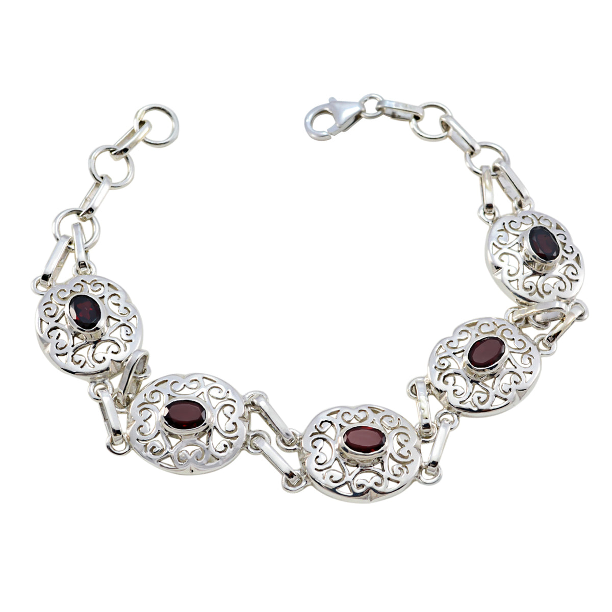 Camila Sparkle Slim Red Links Bracelet Garnet Red