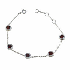 Isabella Rakhi Minimalist Red Chain Bracelet Garnet Red