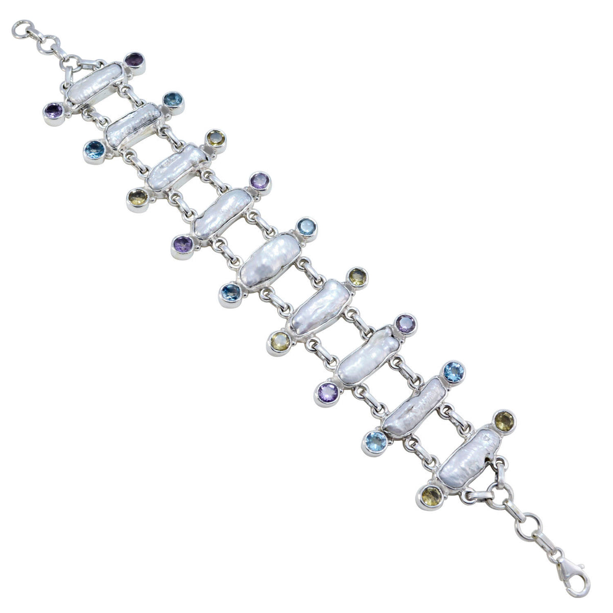 Nella bollywood Edgy White Links Bracelet Pearl White