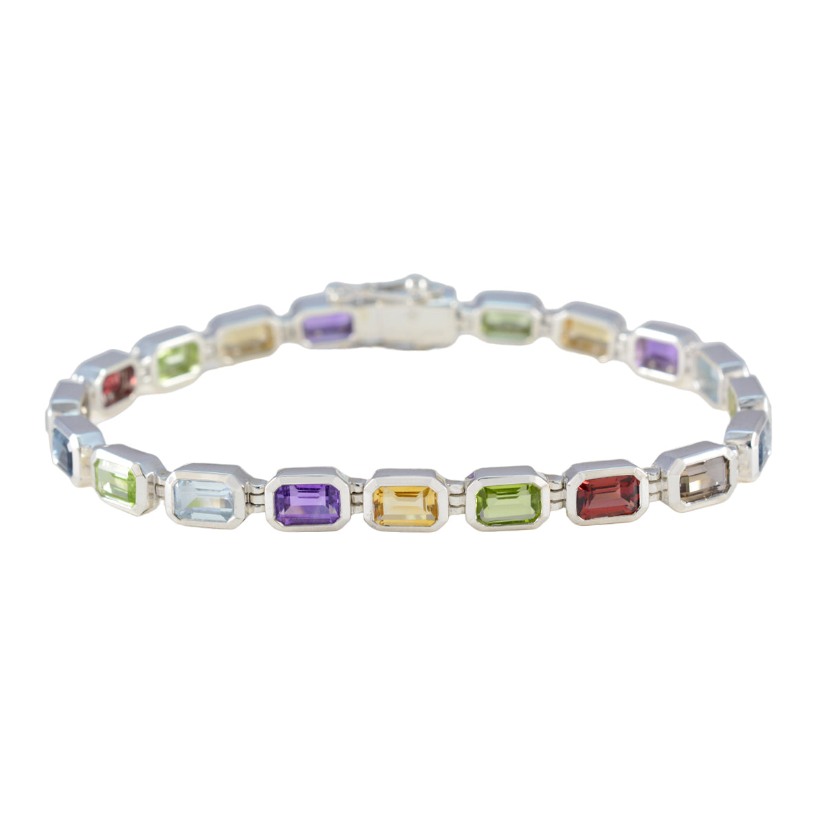 Mila Gift Minimal multicolor Tennis Bracelet Multi Gemstone multicolor