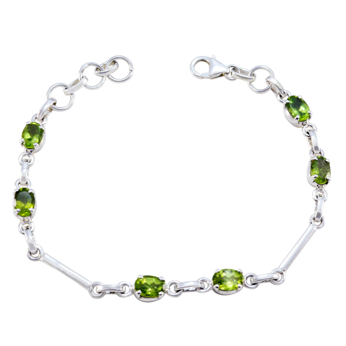 Elena Meaningful Delicate Green Links Bracelet Peridot Green