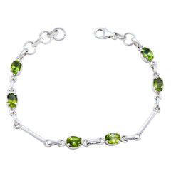 Elena Meaningful Delicate Green Links Bracelet Peridot Green
