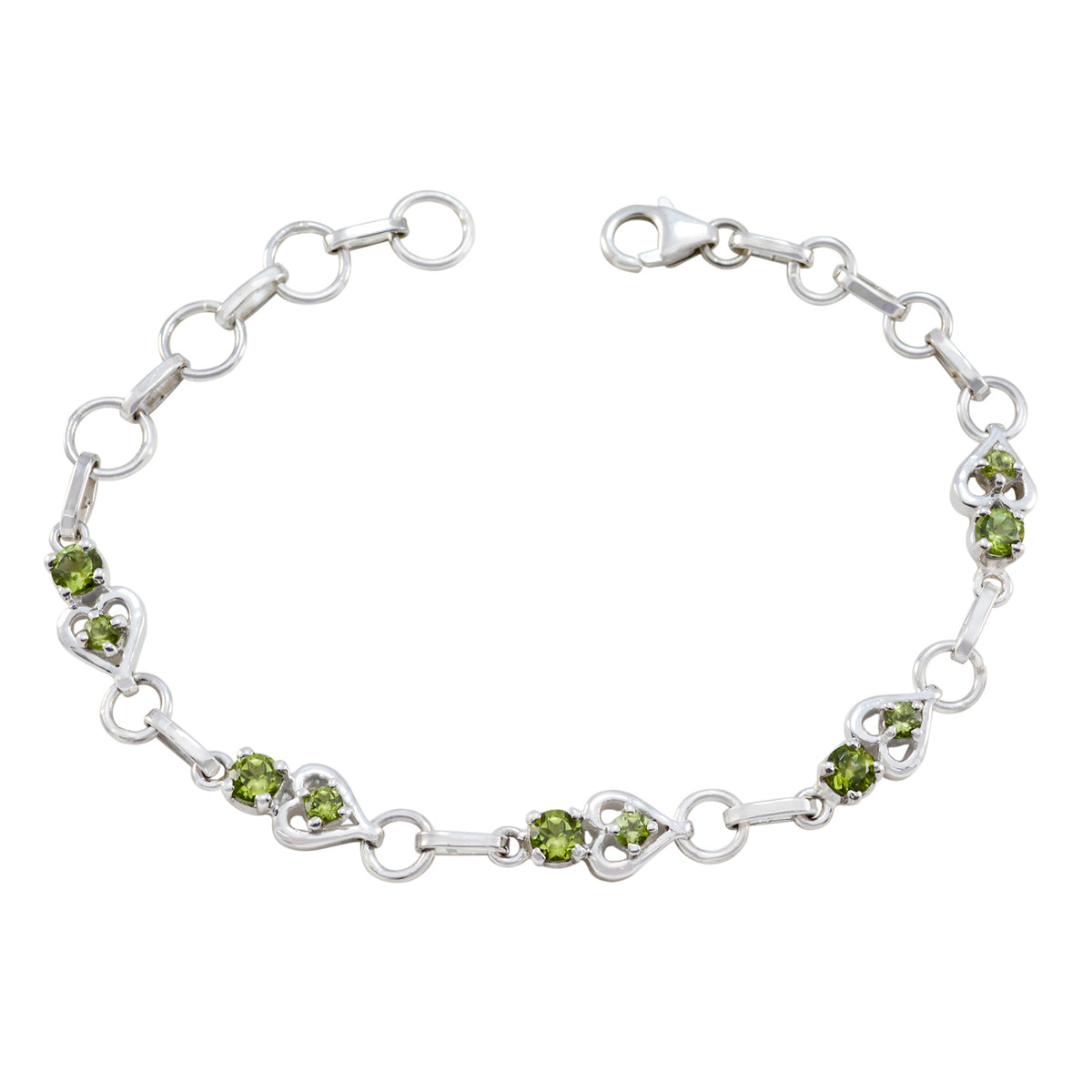 Ivy Anniversary Dainty Green Links Bracelet Peridot Green