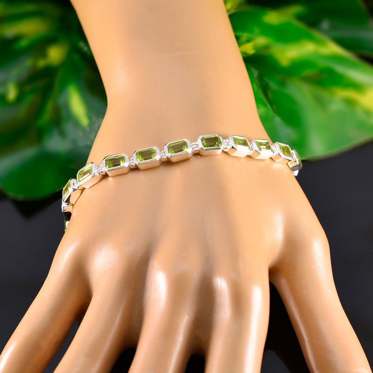 Nella Gift for Wife Minimal Green Tennis Bracelet