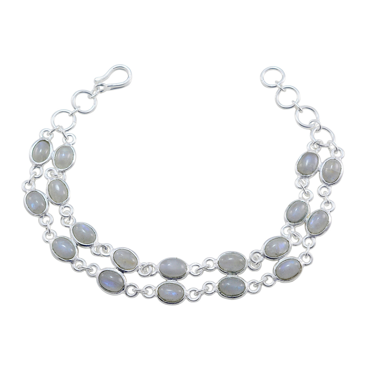 Marie Party Featherlight White Links Bracelet Rainbow Moonstone White