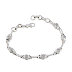 Greta Workwear Featherlight White Links Bracelet Rainbow Moonstone White