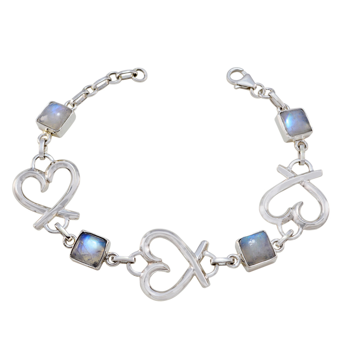 Kennedy Happy Featherlight White Links Bracelet Rainbow Moonstone White