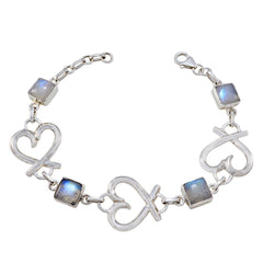 Kennedy Happy Featherlight White Links Bracelet Rainbow Moonstone White