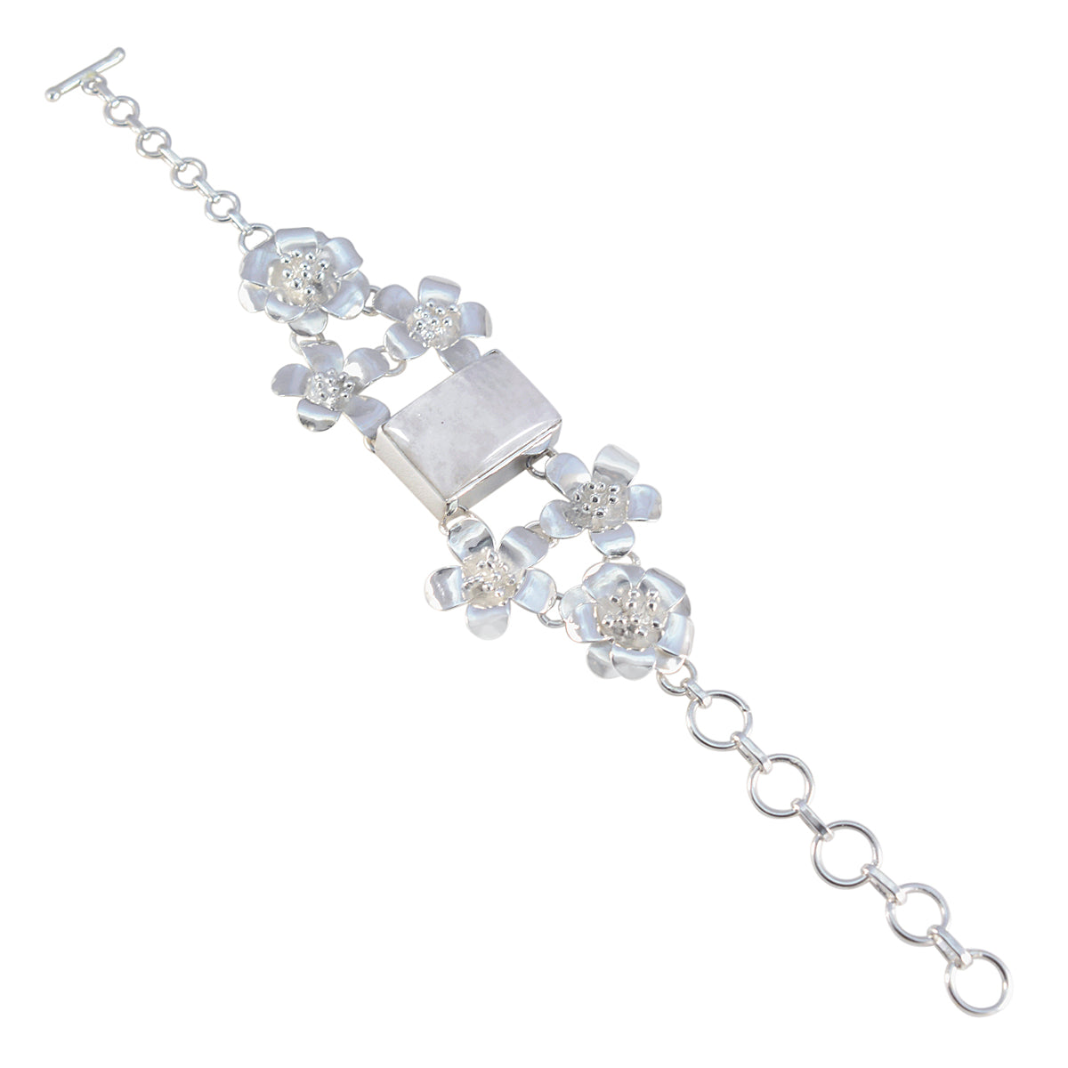 Mathilde Bridal Essential White Links Bracelet Rainbow Moonstone White