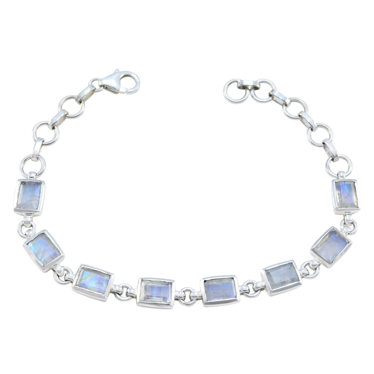 Lea Festive Featherlight White Links Bracelet Rainbow Moonstone White