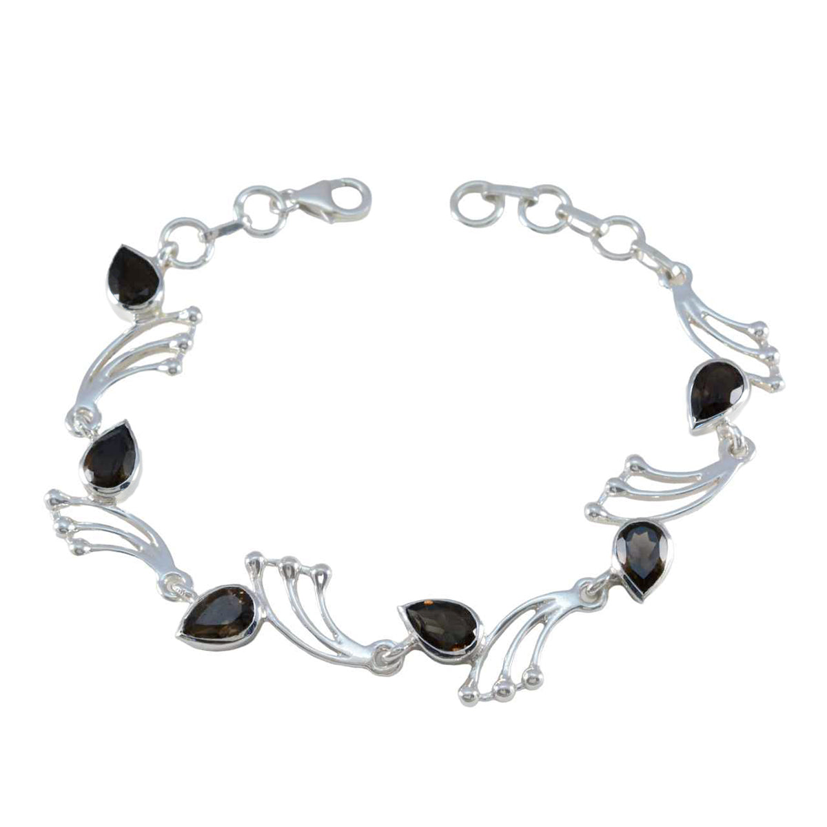 Mia Gala Minimal Brown Links Bracelet Smoky Quartz Brown