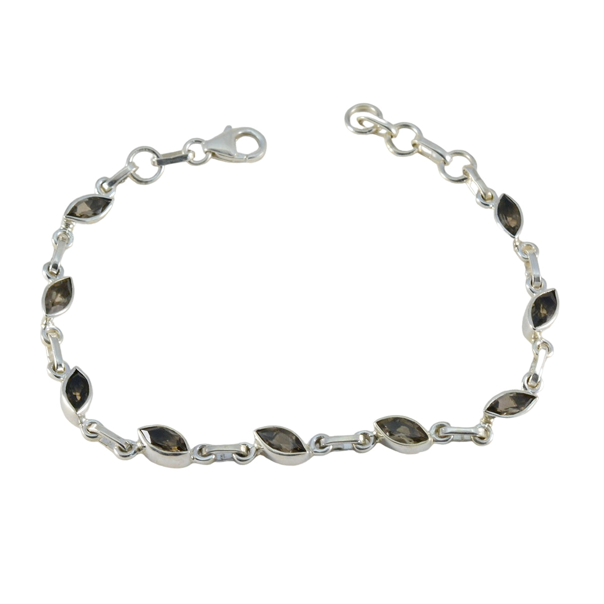 Mila Fashion Tiny Brown Links Bracelet Smoky Quartz Brown