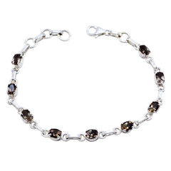 Eva Everyday Whisper-thin Brown Links Bracelet Smoky Quartz Brown