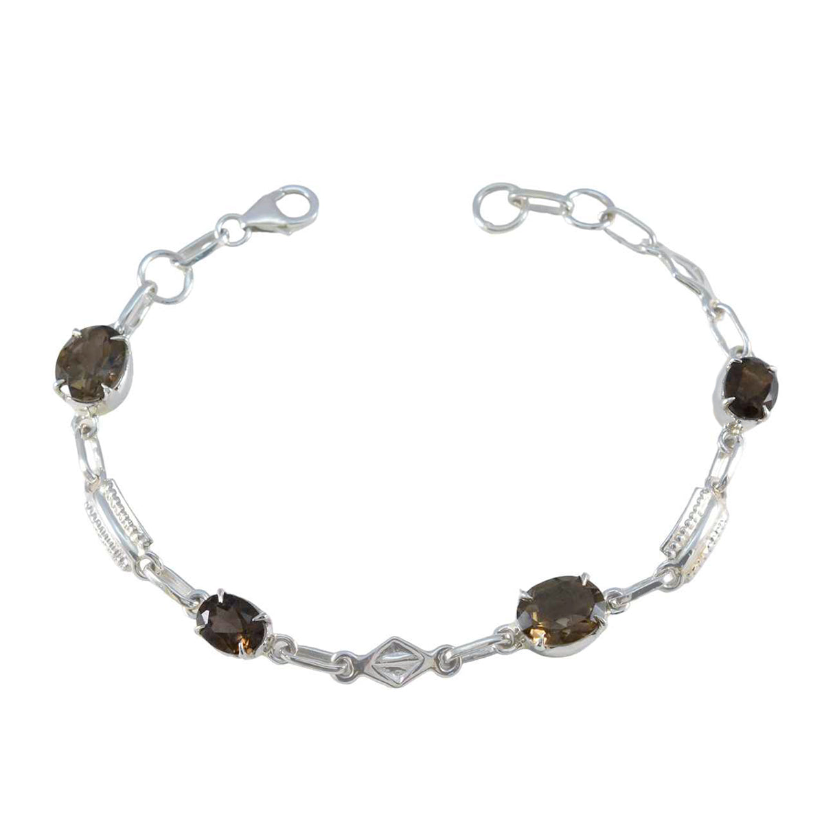 Nora Glamour Dainty Brown Links Bracelet Smoky Quartz Brown