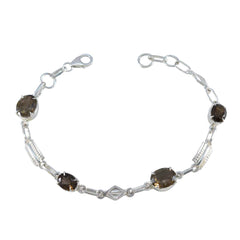 Nora Glamour Dainty Brown Links Bracelet Smoky Quartz Brown