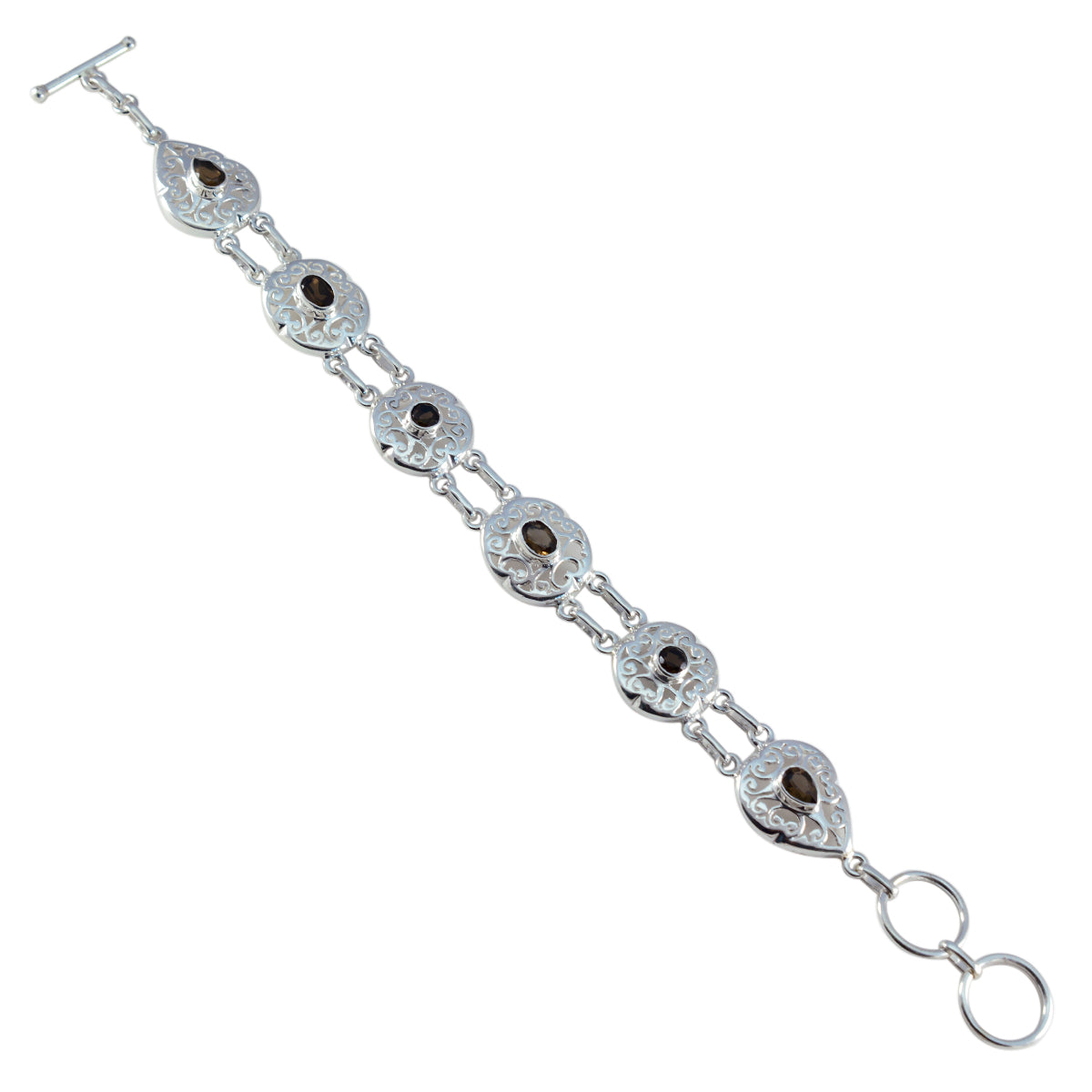 Nova hollywood Minimal Brown Links Bracelet Smoky Quartz Brown