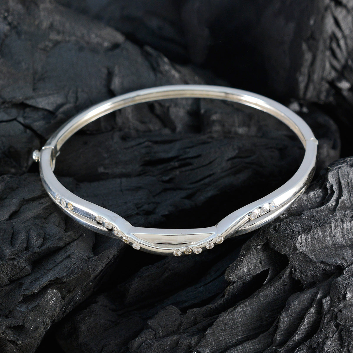 Skylar One-of-a-Kind Slim White Hinged Bangle Bracelet