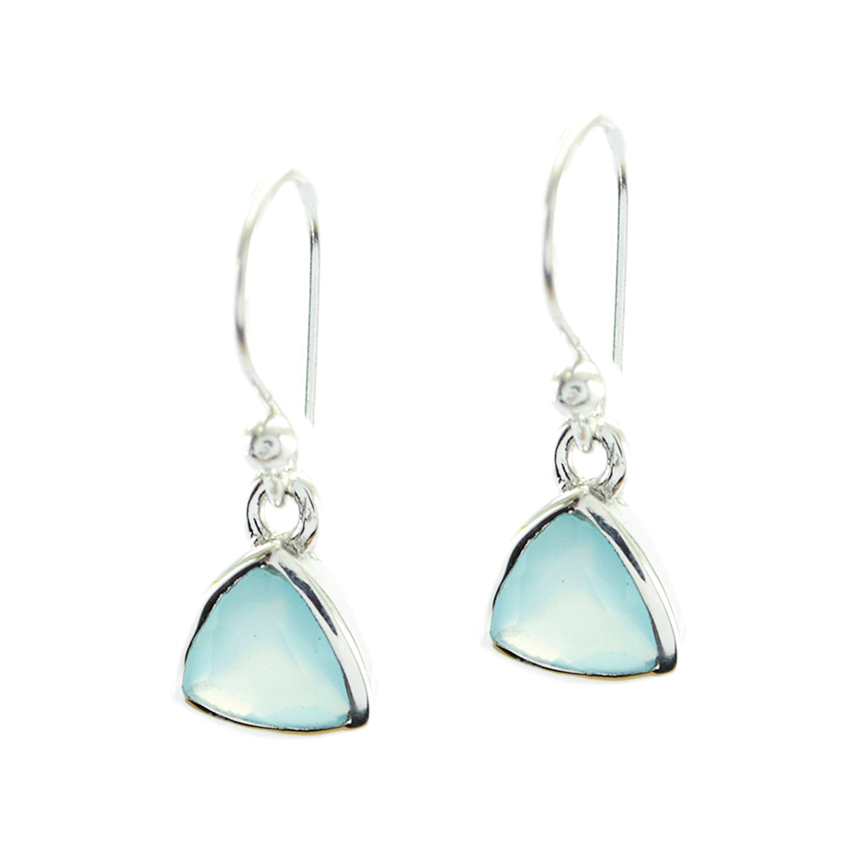 Aiko Blue Elegant Solitaire Dangle Earring Chalcedony Blue Dangle