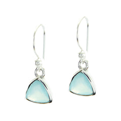 Aiko Blue Elegant Solitaire Dangle Earring Chalcedony Blue Dangle