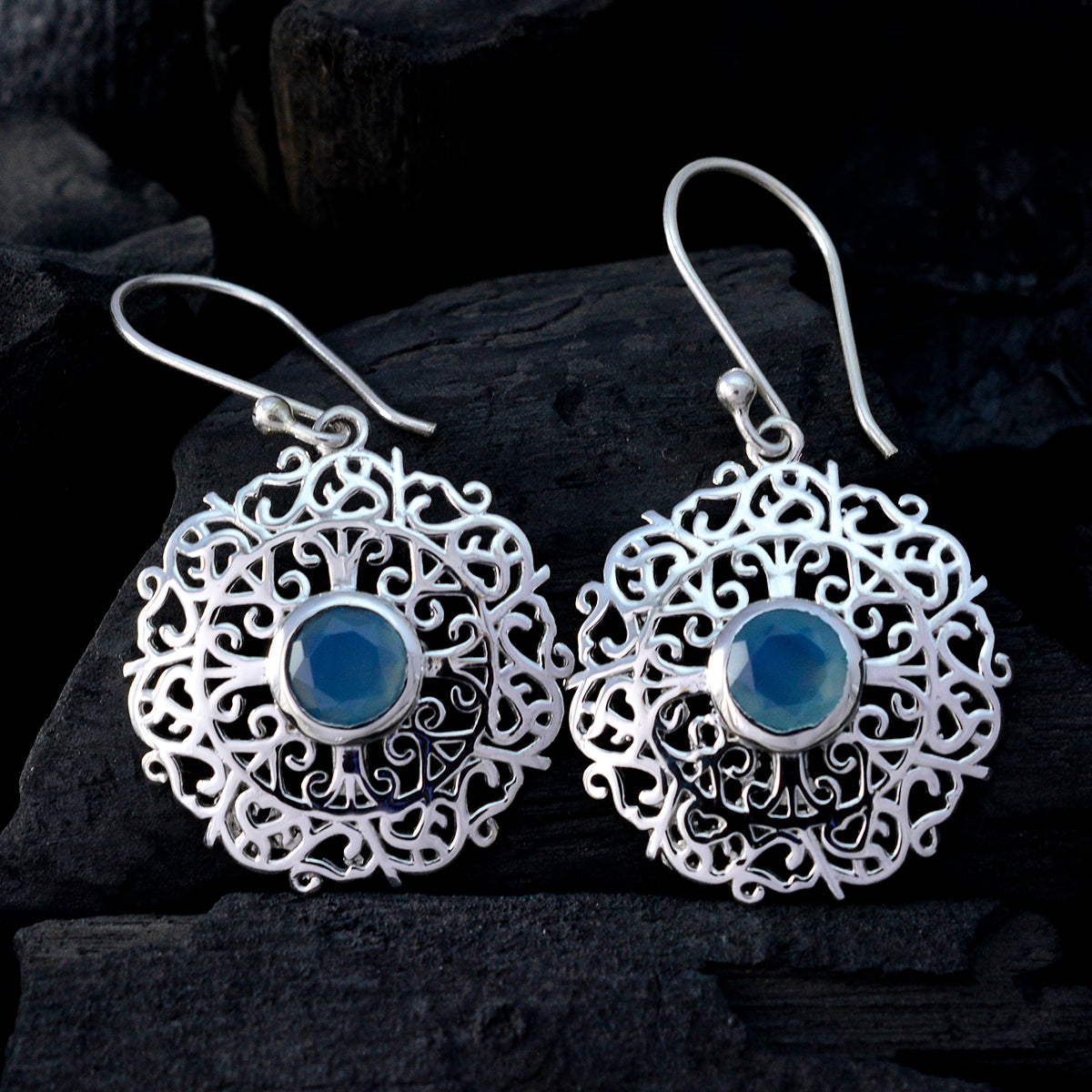 Lucia Blue Tiny Solitaire Dangle Earring