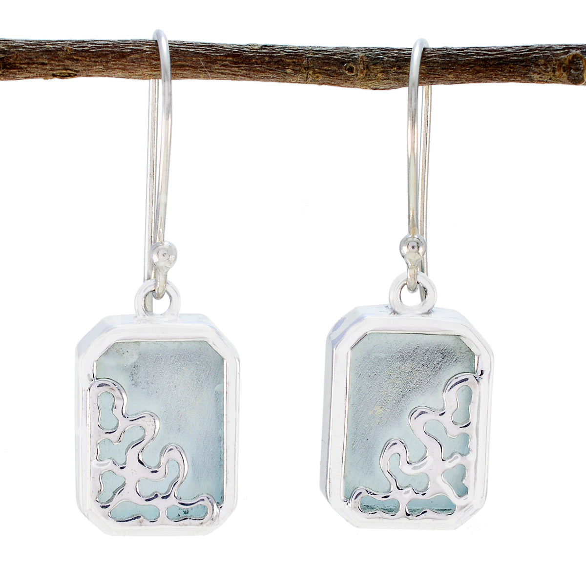 Zoe Blue Classic Solitaire Dangle Earring Chalcedony Blue Dangle