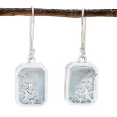 Zoe Blue Classic Solitaire Dangle Earring Chalcedony Blue Dangle