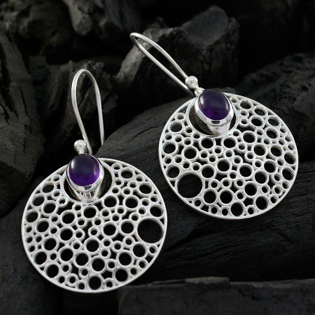 Amanda Purple Edgy Solitaire Dangle Earring